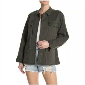 Good American The Utility Jacket in Olive Green 2